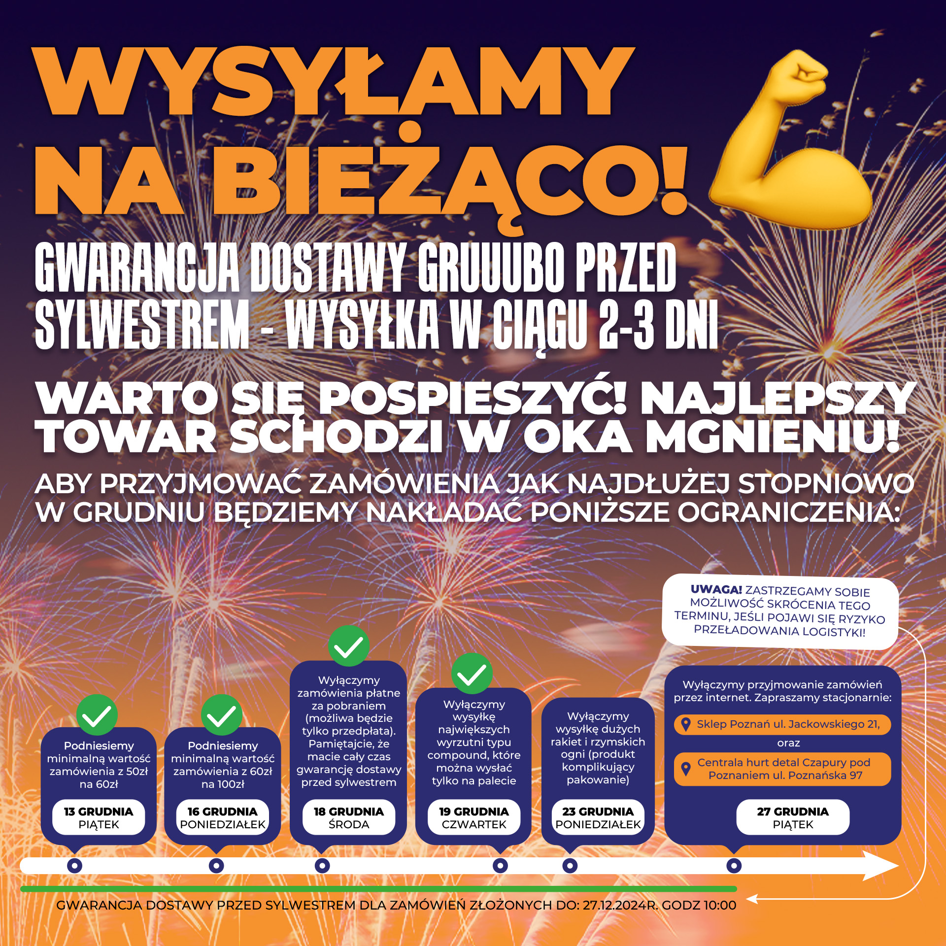 Sklep fajerwerkowy z gwarancją dostawy przed sylwestrem! - Czy wciąż wysyłamy fajerwerki?